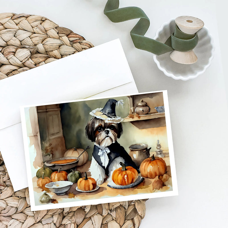 Shih Tzu Fall Kitchen Pumpkins Greeting Cards Pack of 8 Caroline's Treasures