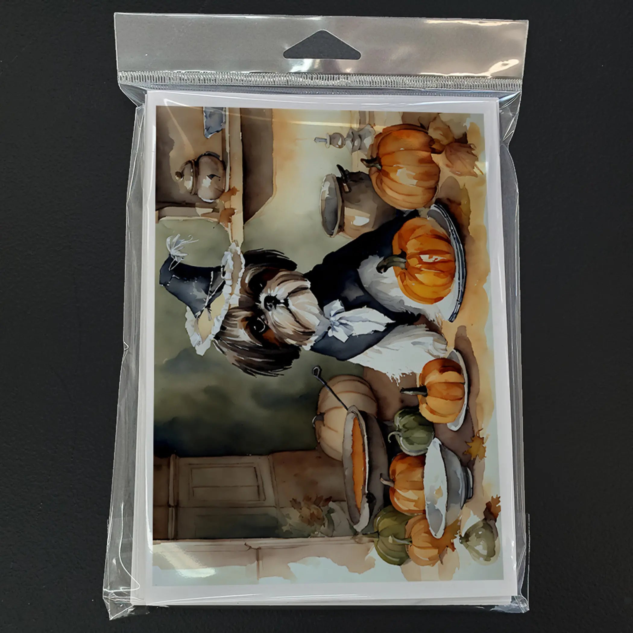Shih Tzu Fall Kitchen Pumpkins Greeting Cards Pack of 8 Caroline's Treasures