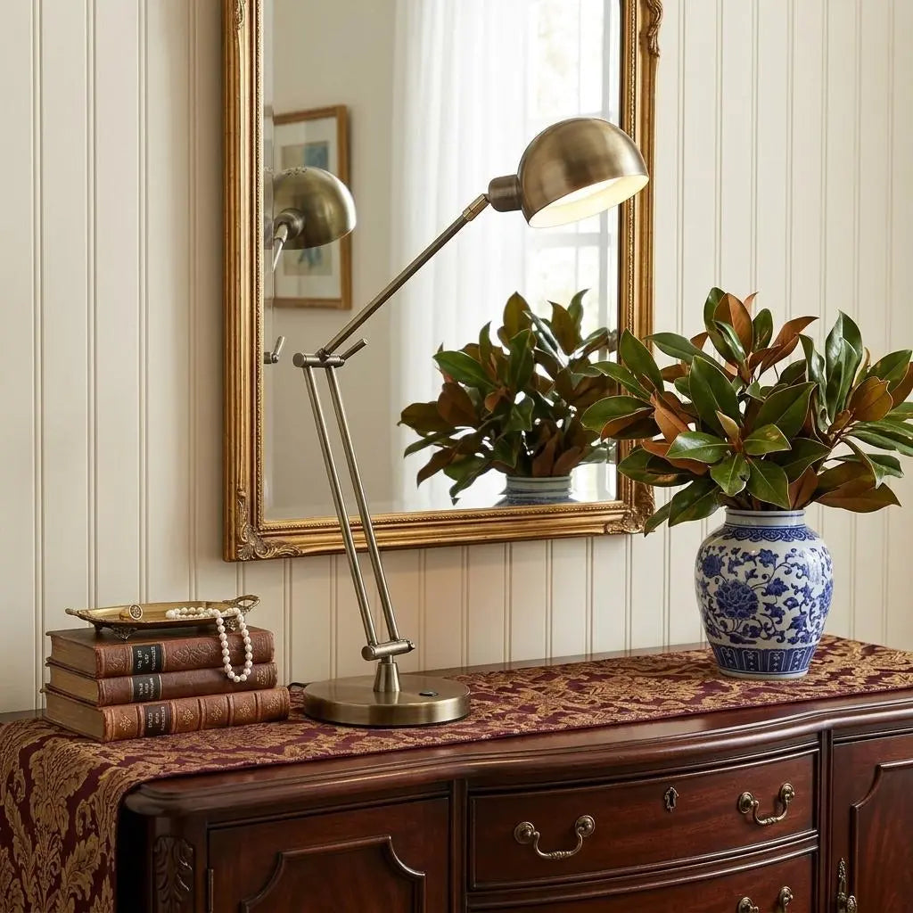Shiny Satin Brass LED Adjustable Desk Lamp Homeroots Lighting