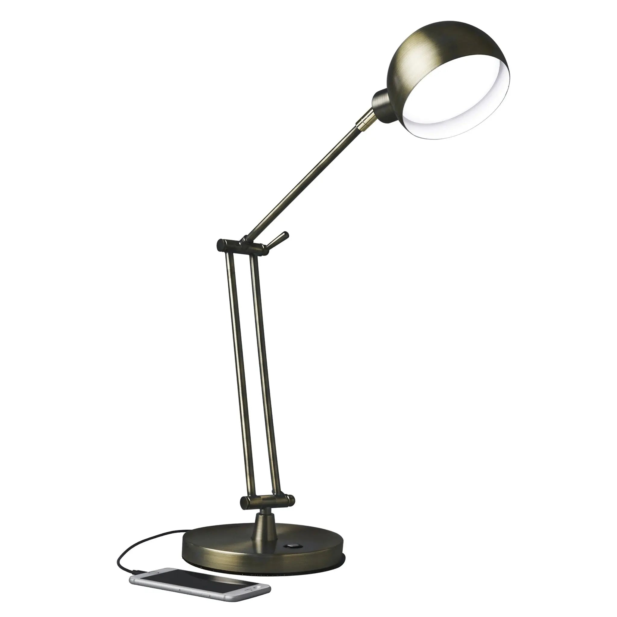 Shiny Satin Brass LED Adjustable Desk Lamp Homeroots Lighting