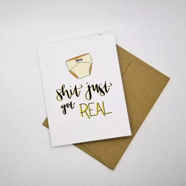 Shit Just Got Real - Greeting Card Black Cat Bazaar