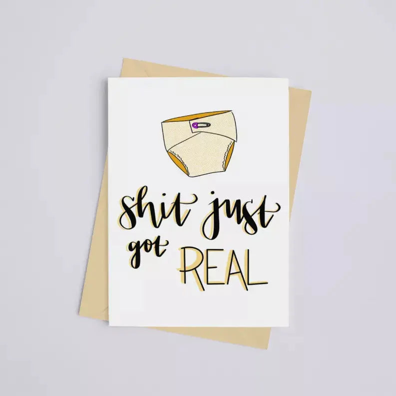 Shit Just Got Real - Greeting Card Black Cat Bazaar