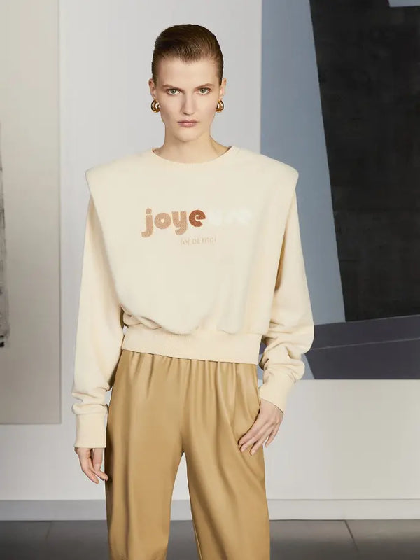 Shoulder Pad Embroidered Sweatshirt Monique Store