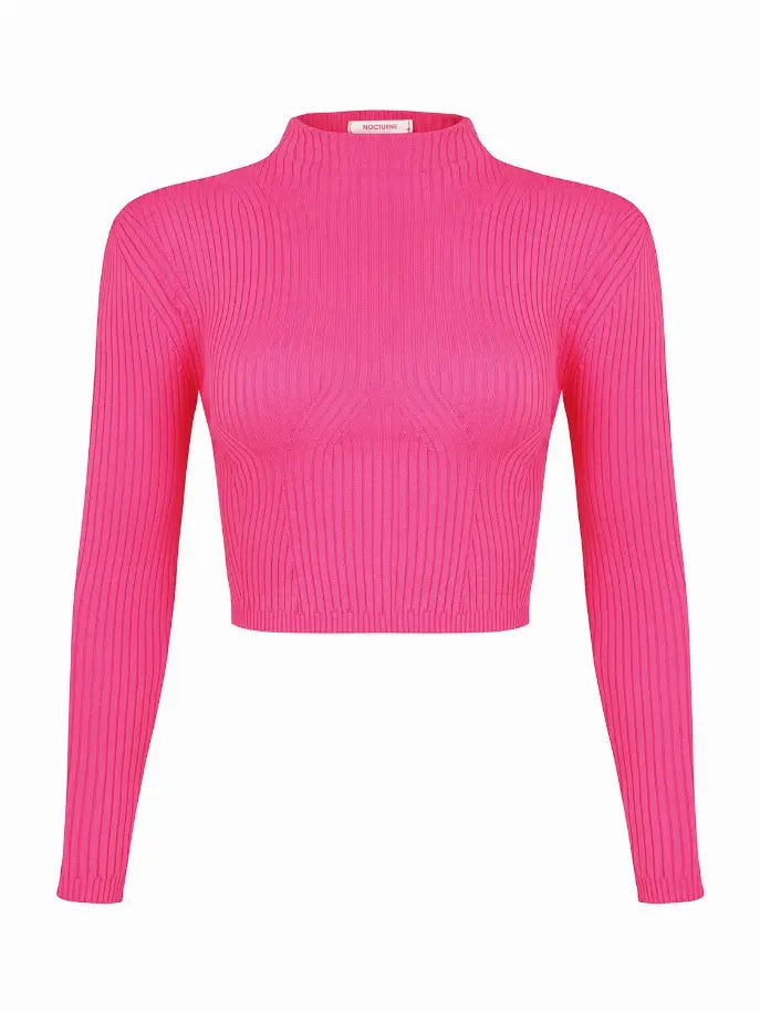 Shoulder Pad Knit Crop Top Monique Store