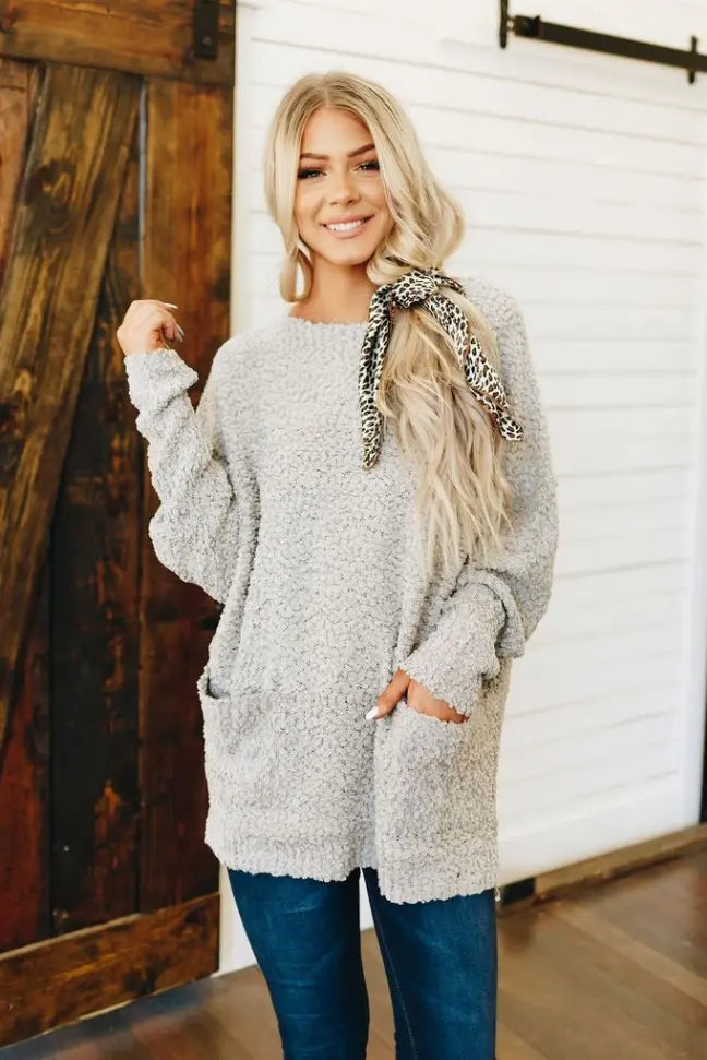Show Me Love Popcorn Knit Sweater Stay Warm in Style