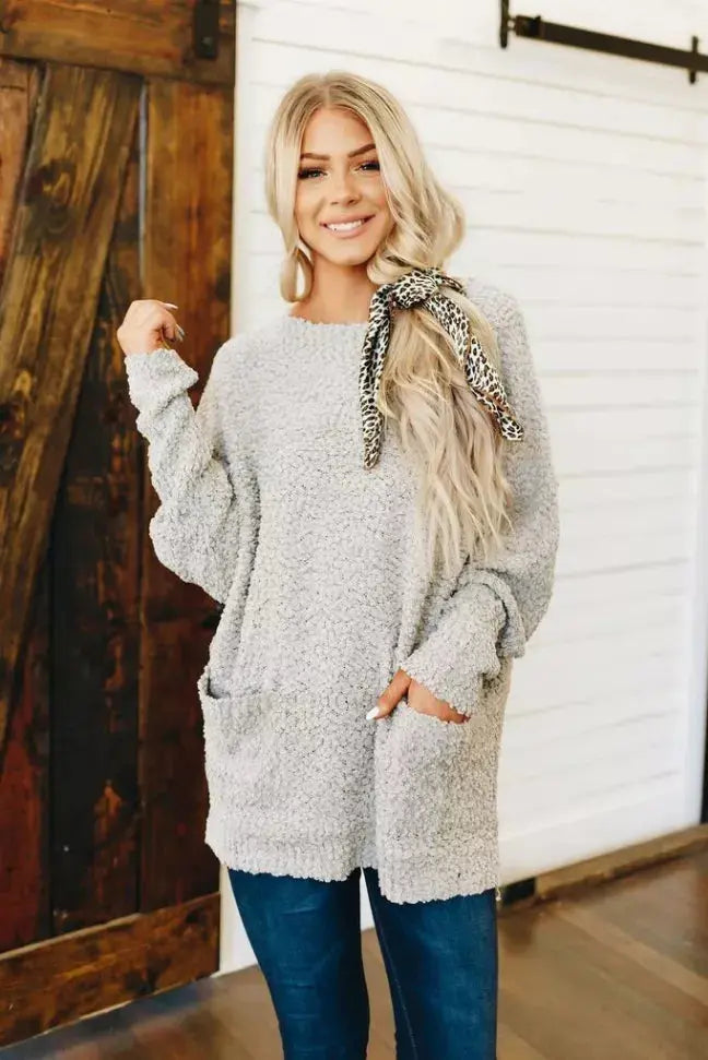 Show Me Love Popcorn Knit Sweater Stay Warm in Style