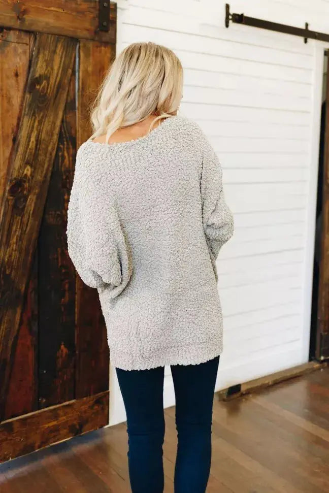 Show Me Love Popcorn Knit Sweater Stay Warm in Style