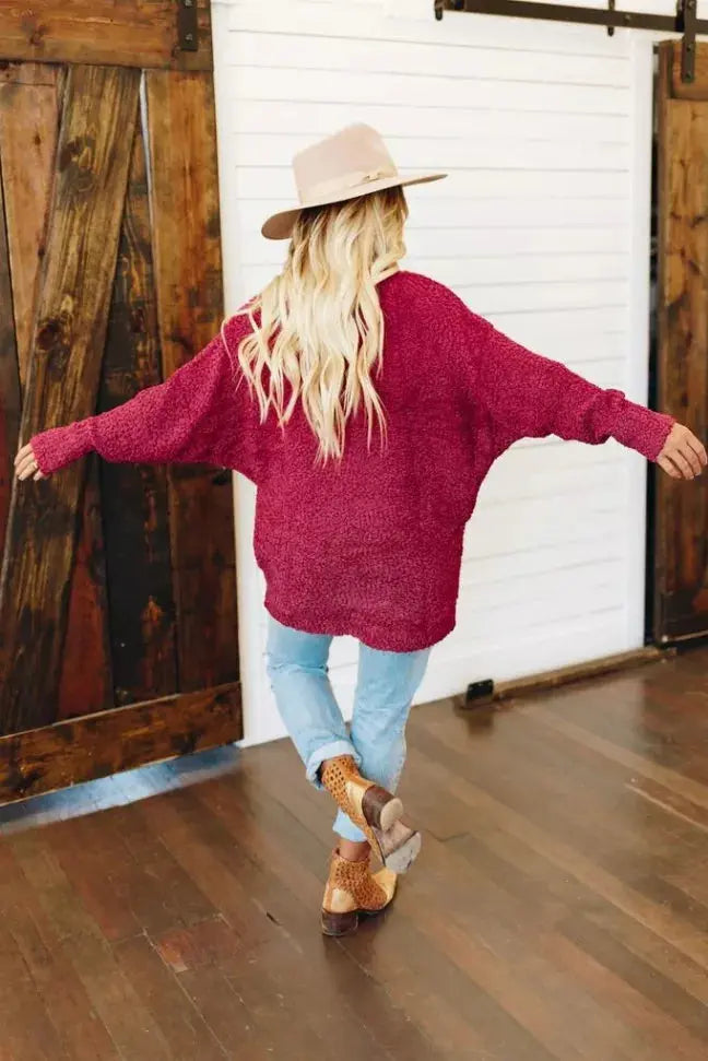 Show Me Love Popcorn Knit Sweater Stay Warm in Style