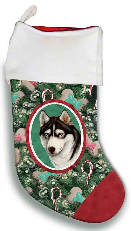 Siberian Husky Black/White (Blue Eyes)- Best of Breed Christmas Stocking Best of Breed