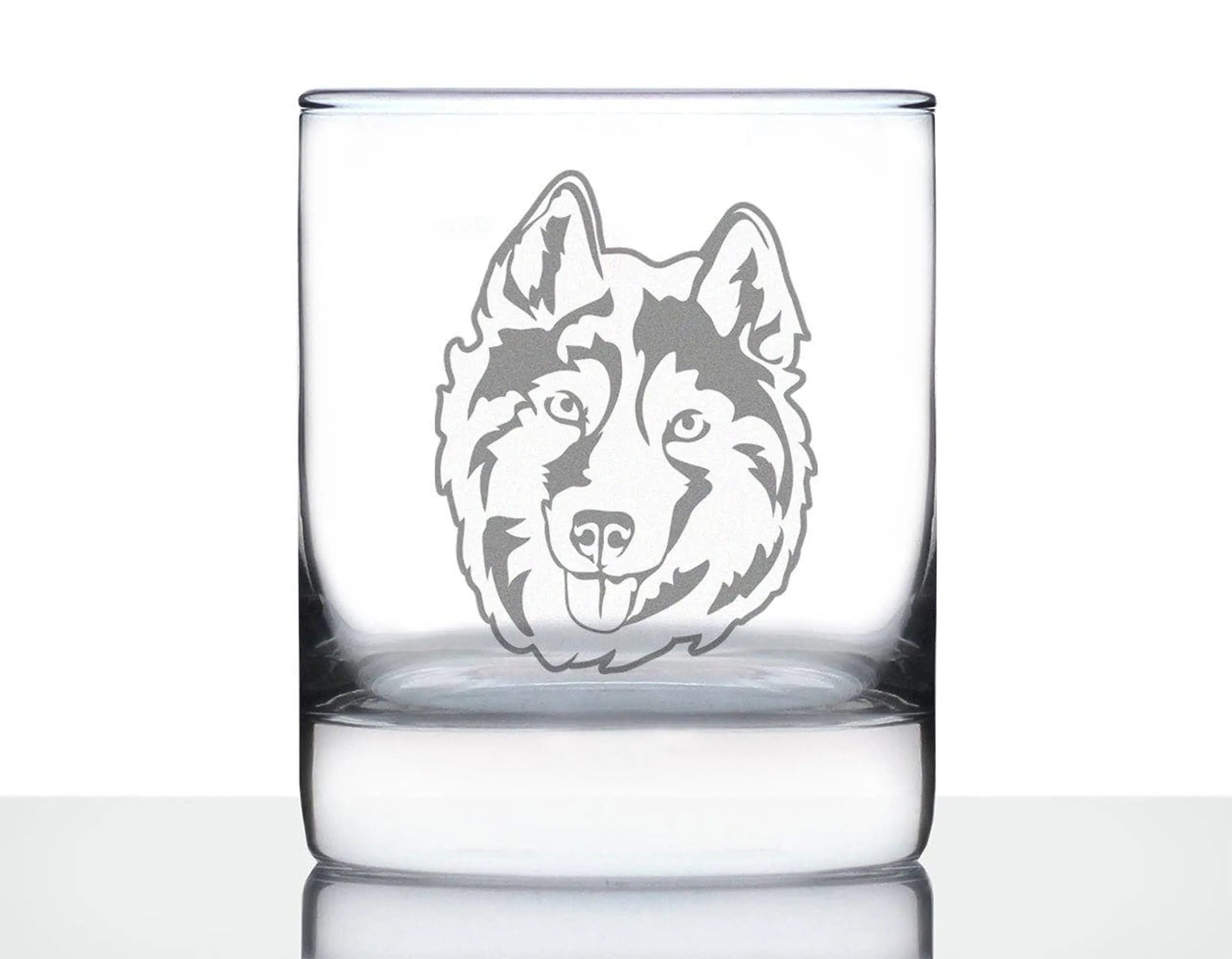 Siberian Husky Face Whiskey Rocks Glass - Dog Gifts Bevvee