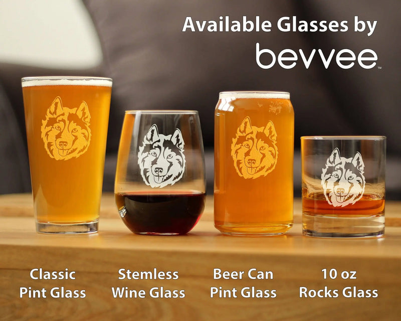 Siberian Husky Face Whiskey Rocks Glass - Dog Gifts Bevvee