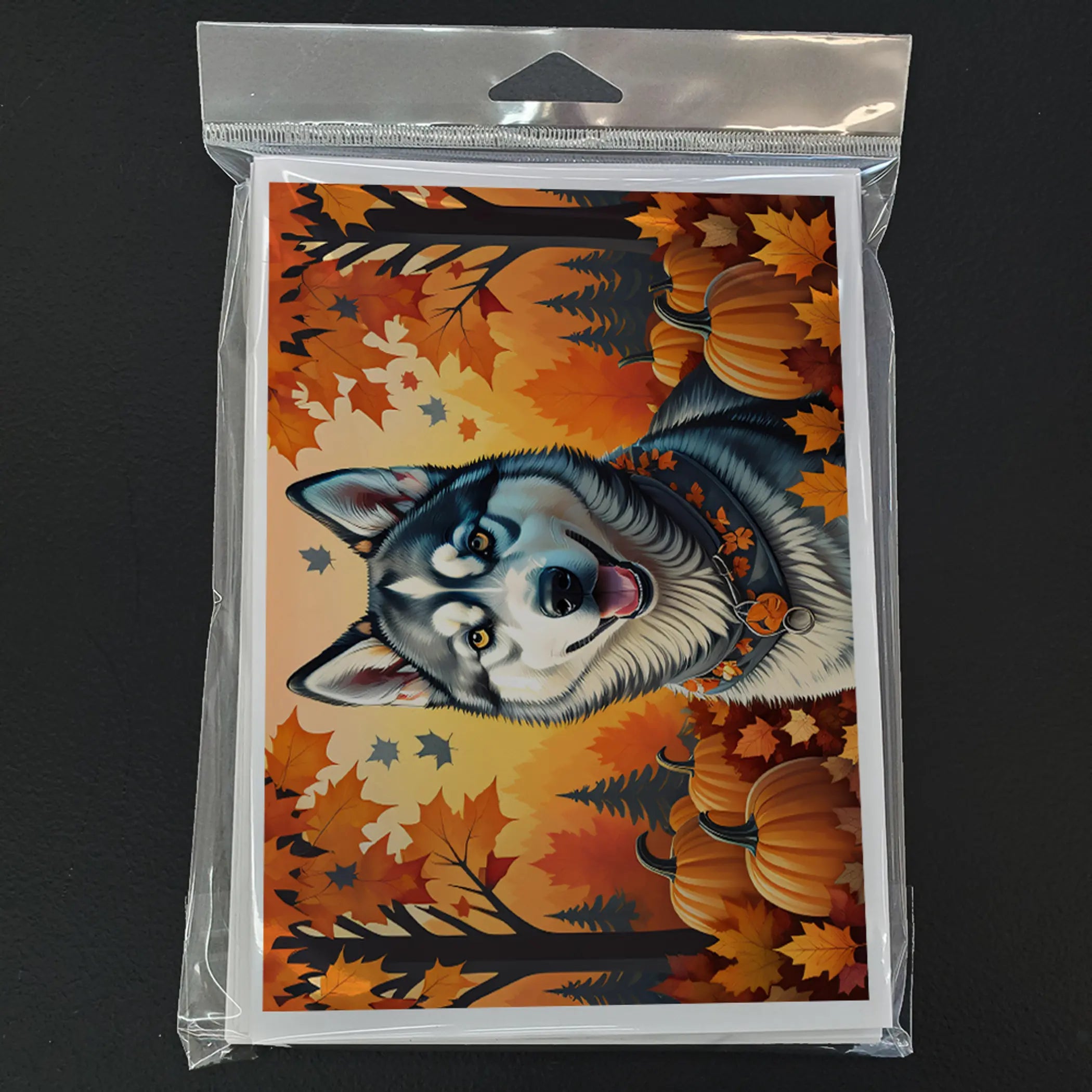 Siberian Husky Fall Greeting Cards Pack of 8 Caroline's Treasures
