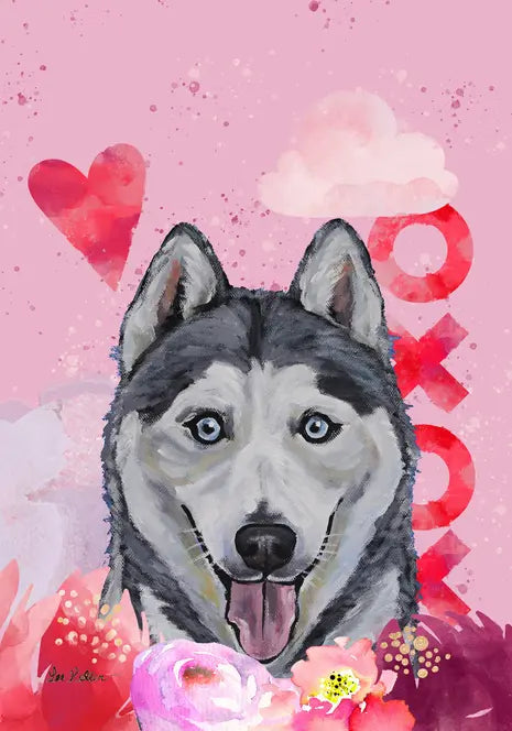 Siberian Husky - Hippie Hound Studios Valentines  House and Garden Flags Best of Breed