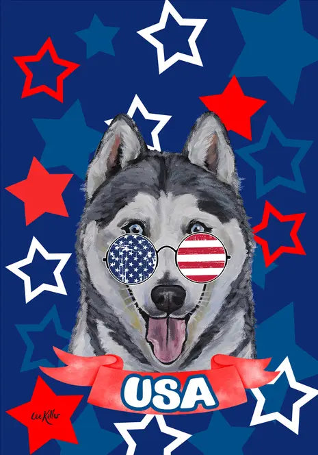 Siberian Husky - Hippie Hound Studios Welcome  House and Garden Flags Best of Breed