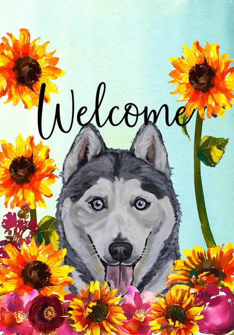 Siberian Husky - Hippie Hound Studios Welcome  House and Garden Flags Best of Breed