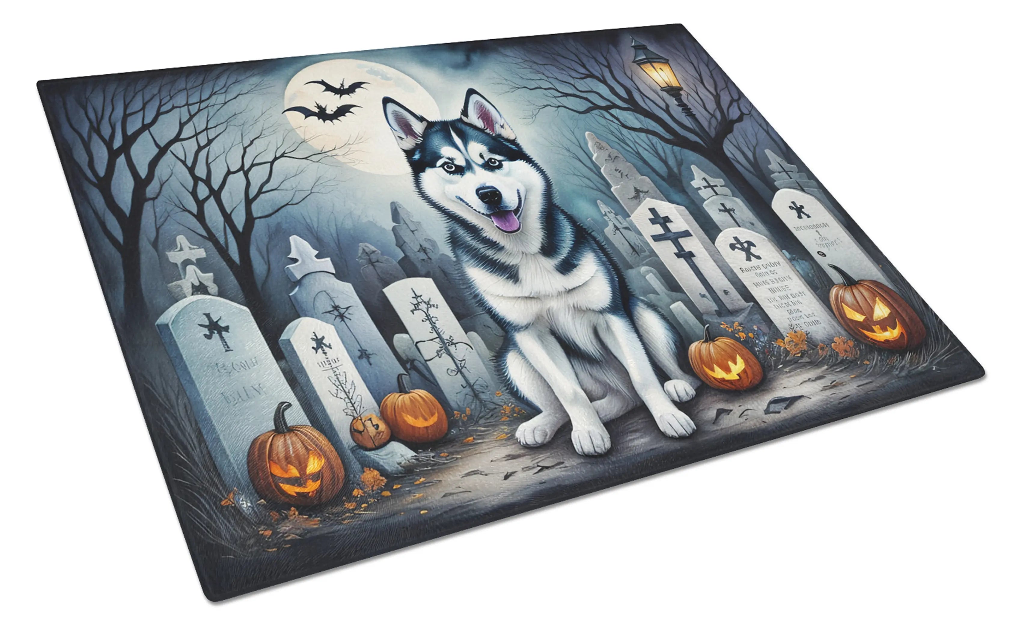 Siberian Husky Spooky Halloween Glass Cutting Board Caroline's Treasures
