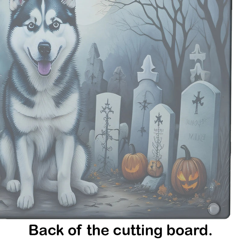 Siberian Husky Spooky Halloween Glass Cutting Board Caroline's Treasures