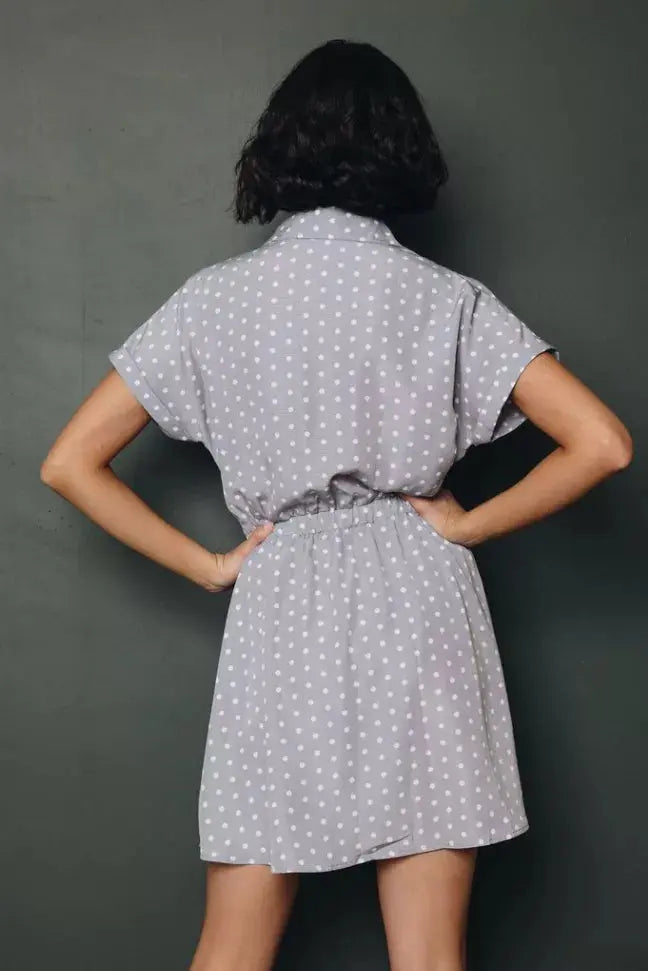 Sicily Polka Dot Mini Dress Stay Warm in Style