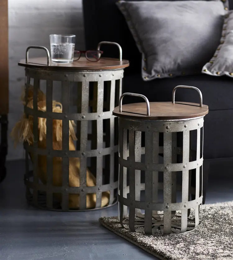 Side Tables (Set of 2) 15.5"H, 20.25"H Metal/Wood Melrose Intl.