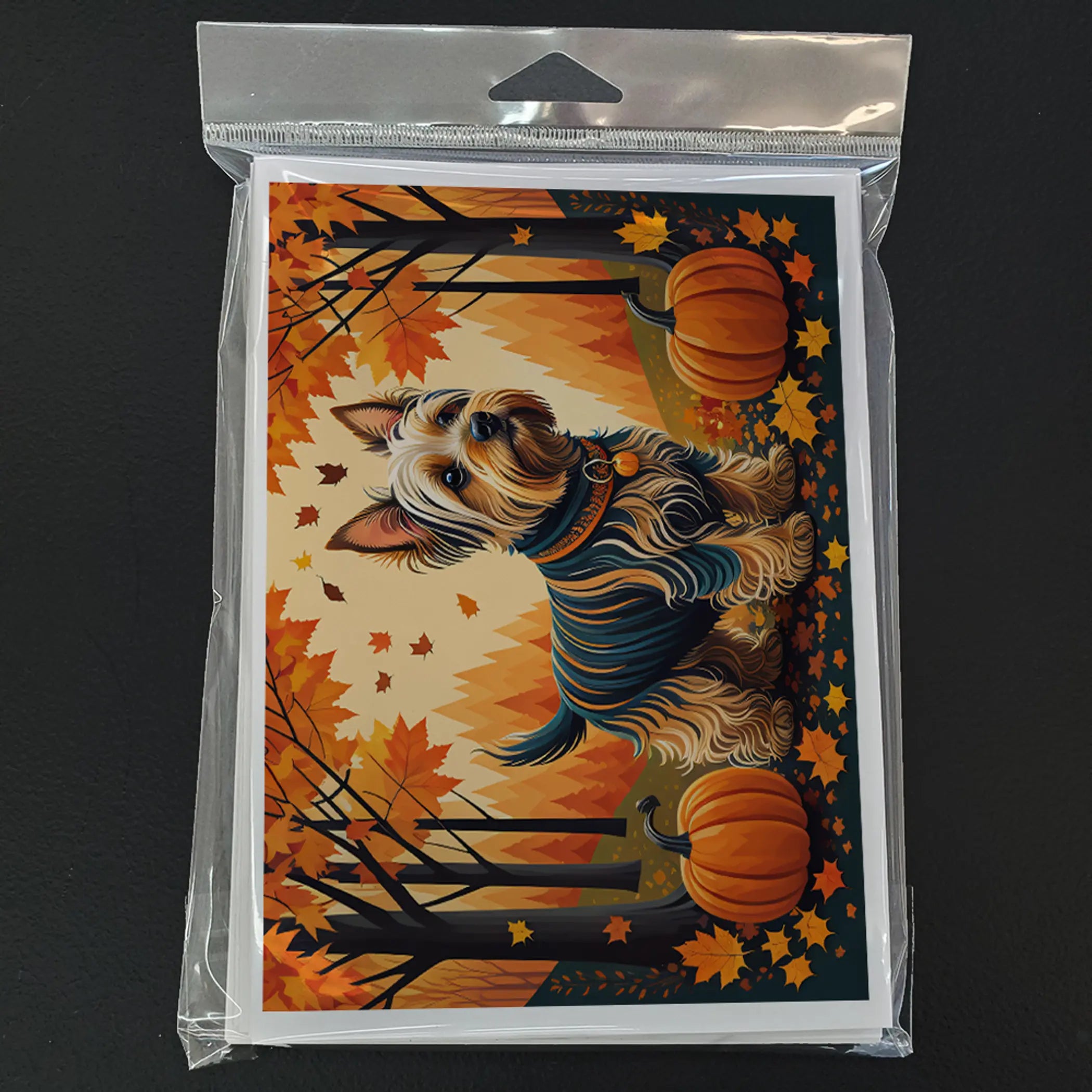 Silky Terrier Fall Greeting Cards Pack of 8 Caroline's Treasures
