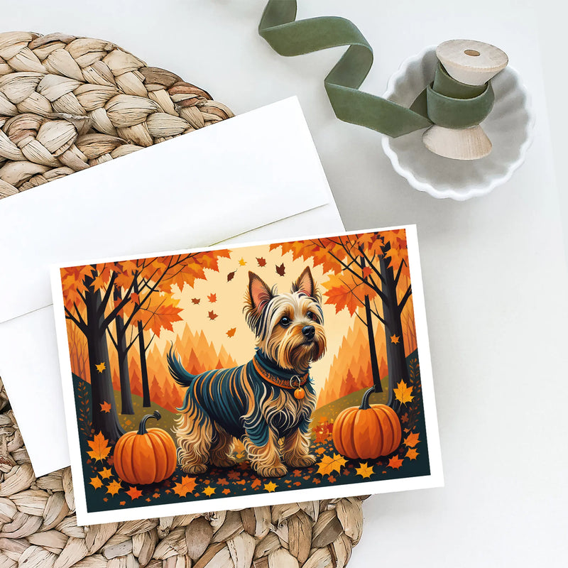 Silky Terrier Fall Greeting Cards Pack of 8 Caroline's Treasures