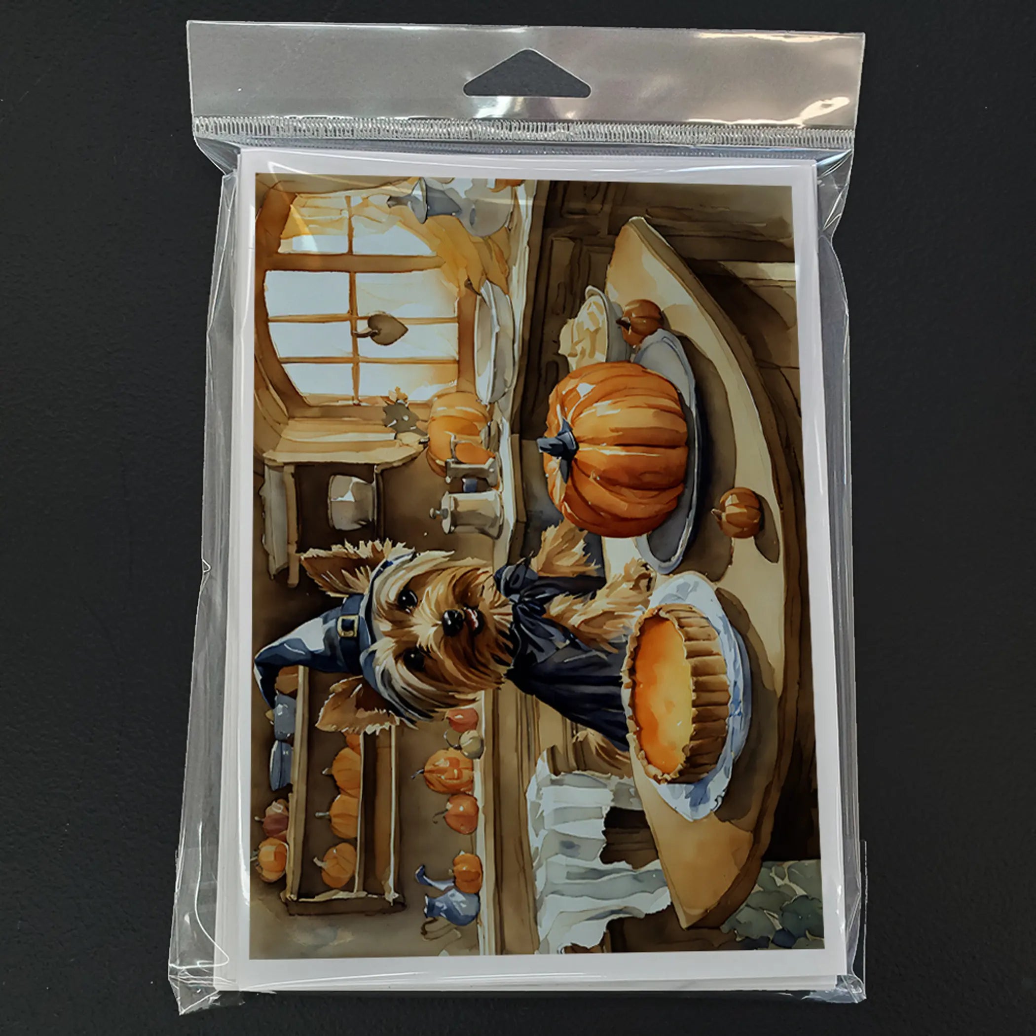 Silky Terrier Fall Kitchen Pumpkins Greeting Cards Pack of 8 Caroline's Treasures