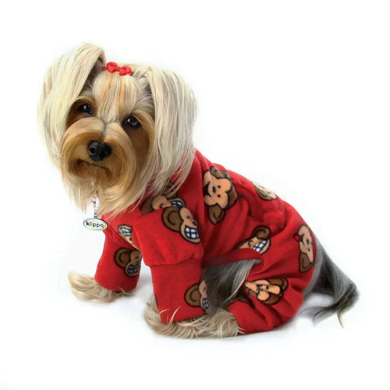 Silly Monkey Fleece Turtleneck Pajamas - Burgundy Klippo