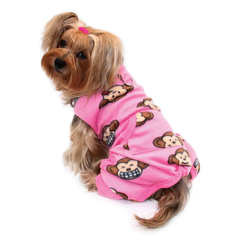 Silly Monkey Front Sleeveless Fleec Pajamas - Pink Klippo
