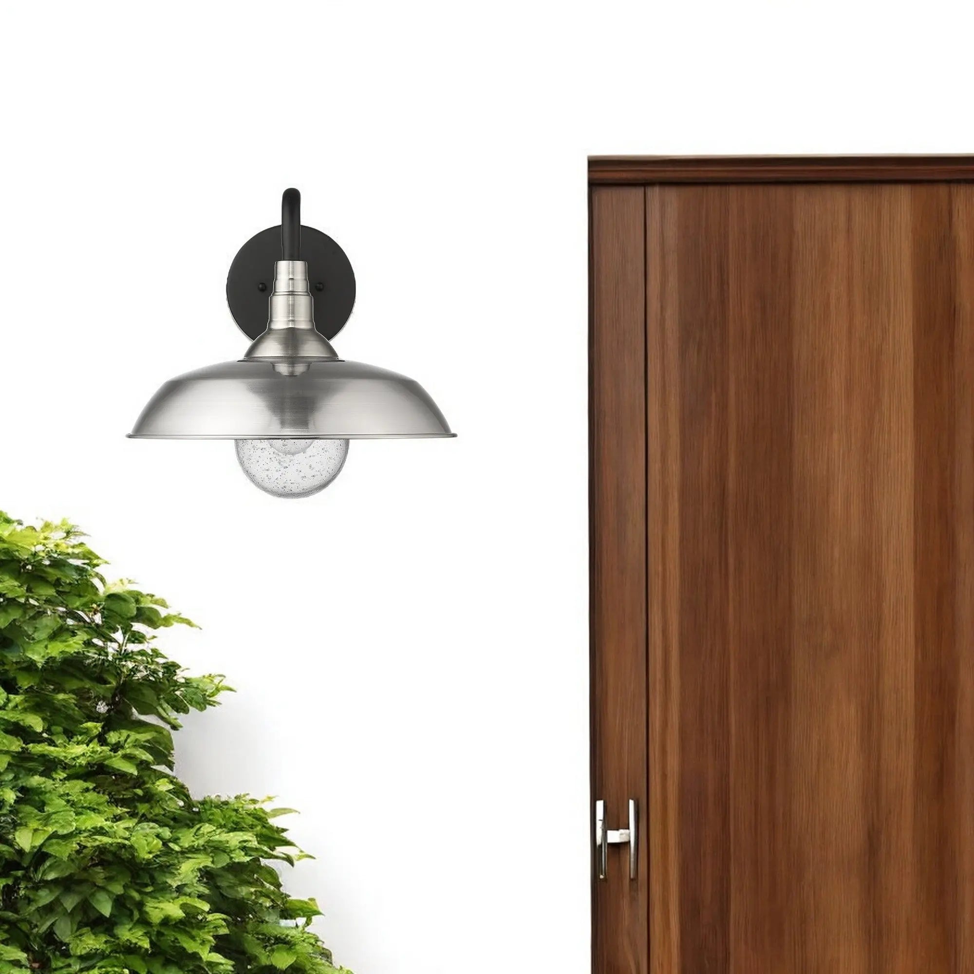 Silver And Black Seeded Dimmable Outdoor Hanging Light With Silver And Black Shades Homeroots Outdoor