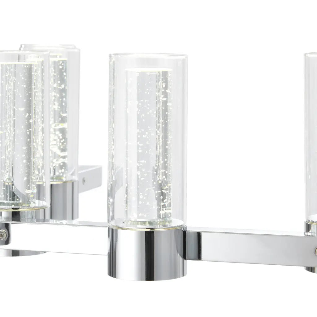 Silver And Clear Candle Style Twelve Light Transparent Metal LED Dimmable Chandelier With Clear Shades Homeroots Lighting