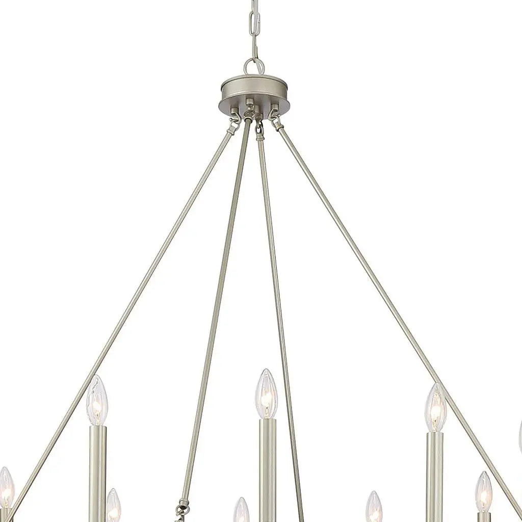 Silver Candle Style Twelve Light Metal Dimmable Chandelier Homeroots Lighting