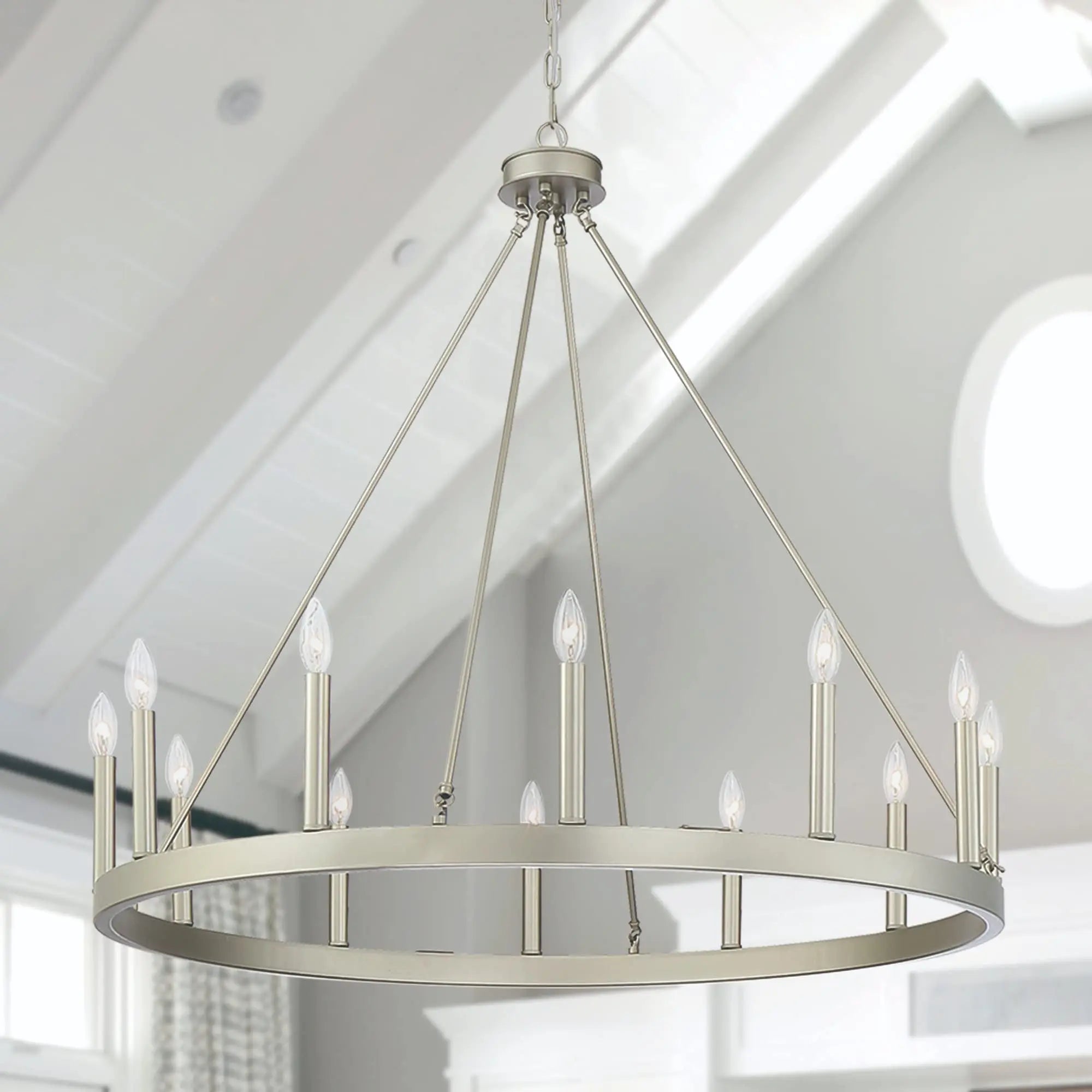 Silver Candle Style Twelve Light Metal Dimmable Chandelier Homeroots Lighting