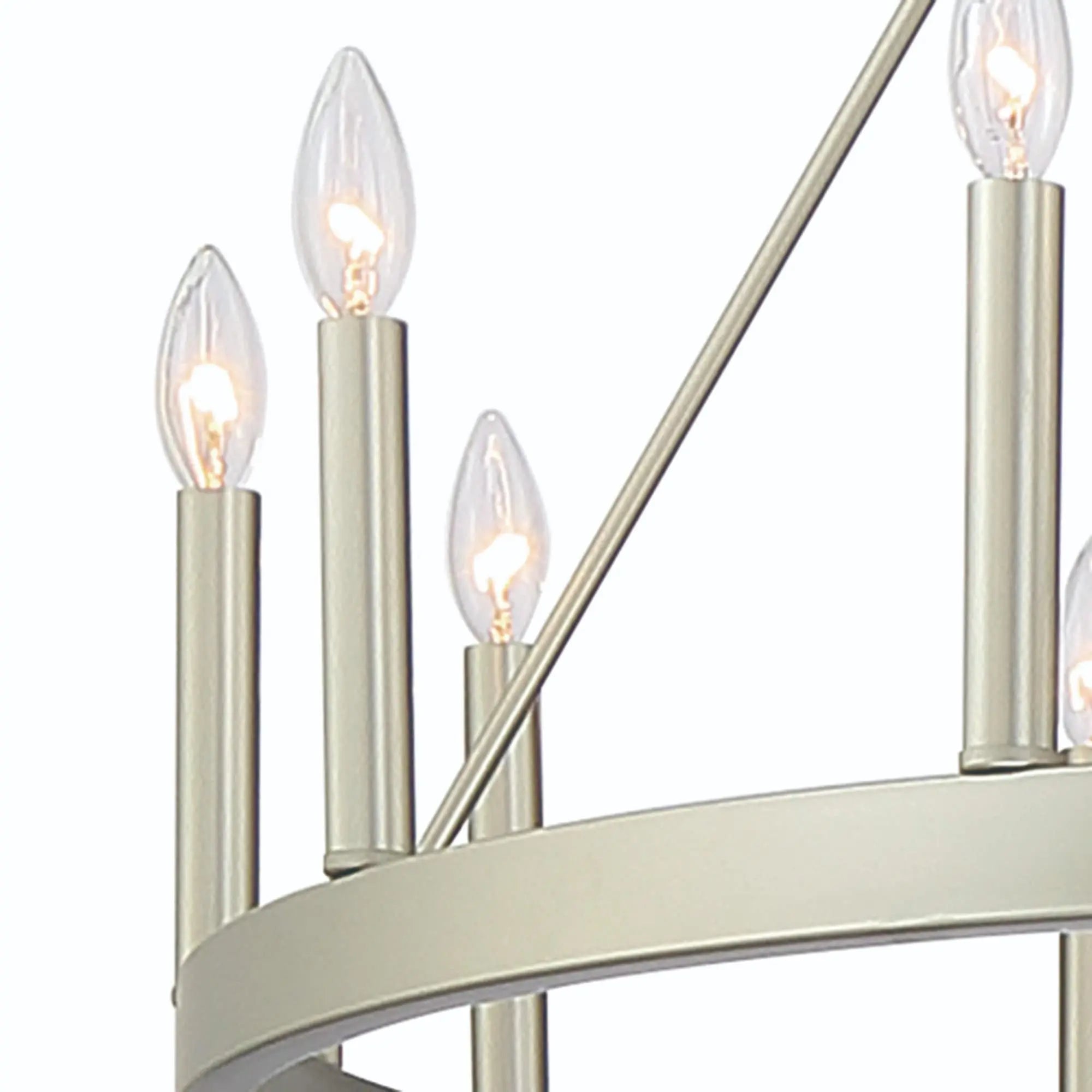 Silver Candle Style Twelve Light Metal Dimmable Chandelier Homeroots Lighting