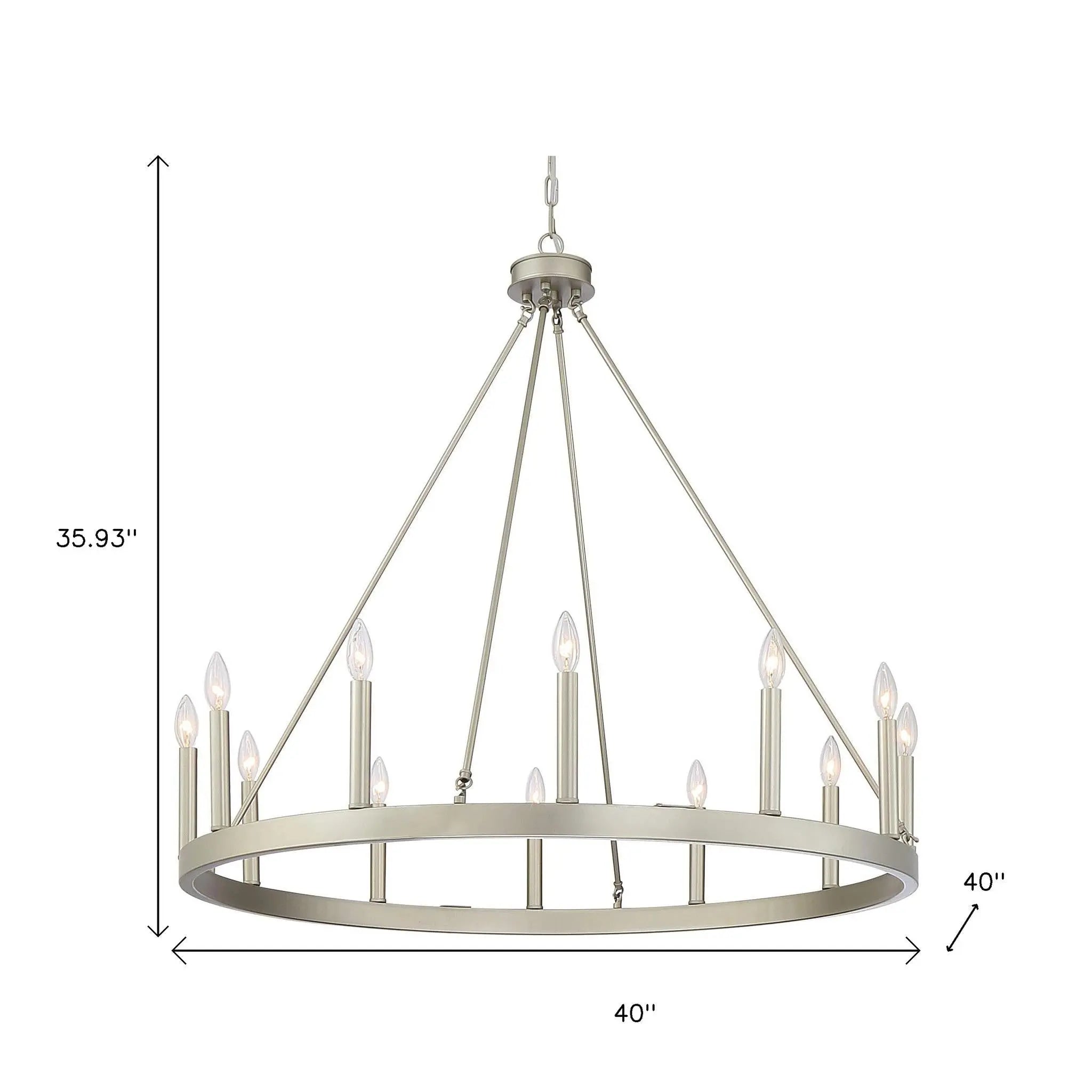 Silver Candle Style Twelve Light Metal Dimmable Chandelier Homeroots Lighting