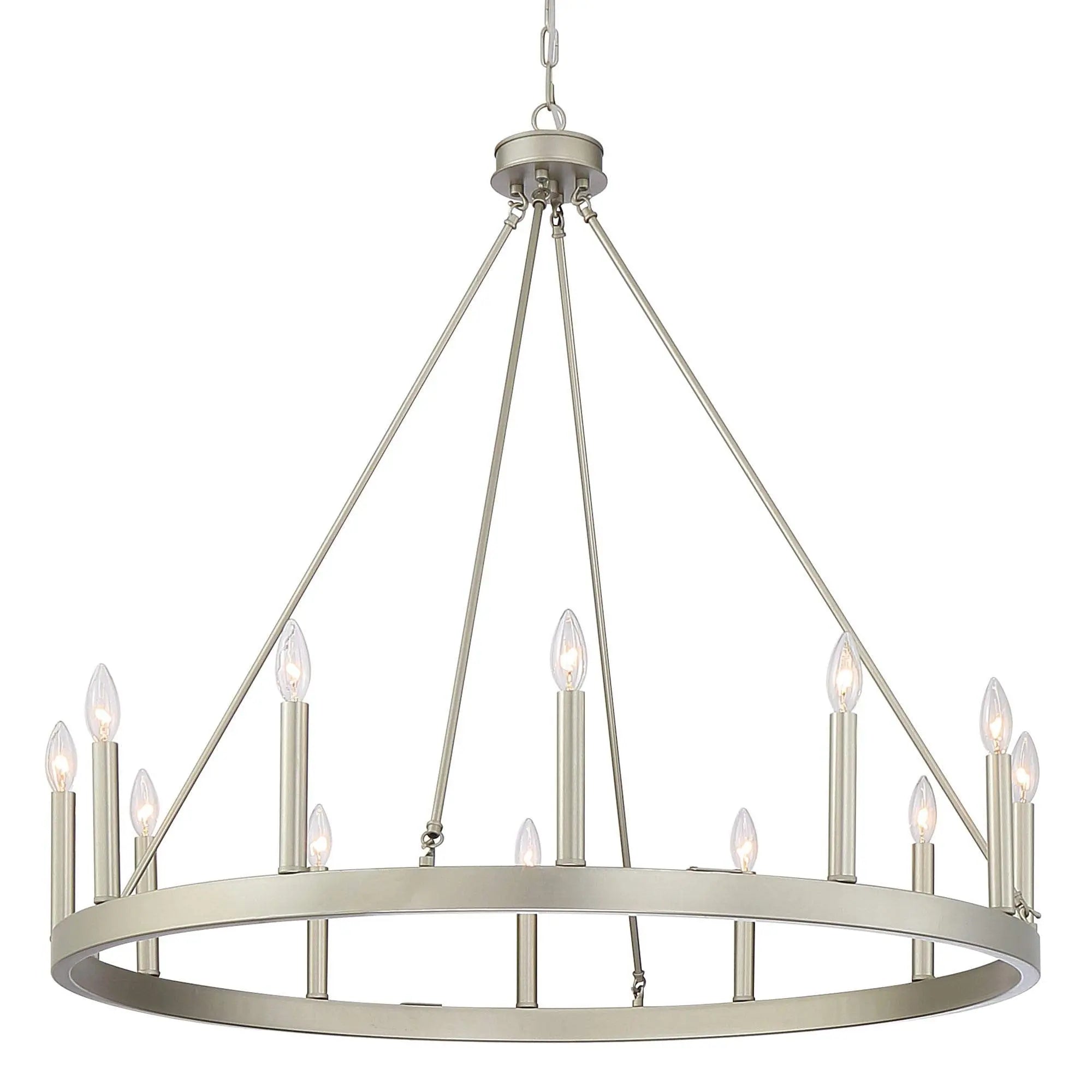 Silver Candle Style Twelve Light Metal Dimmable Chandelier Homeroots Lighting