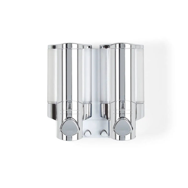 Silver Heavy Duty Plastic Two Chamber Wall Mount Soap Dispenser - GreatEagleInc