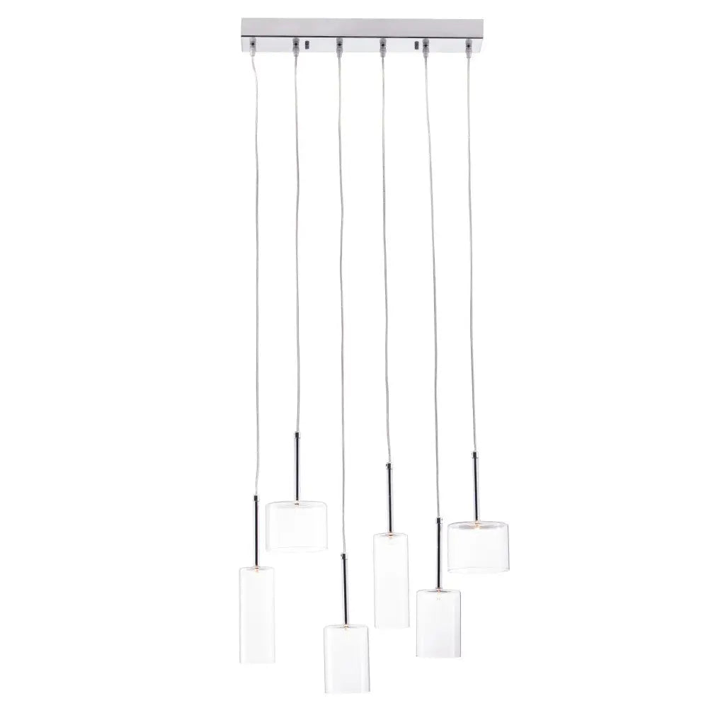 Silver Kitchen Island Six Light Metal LED Ceiling Light With Shades - GreatEagleInc