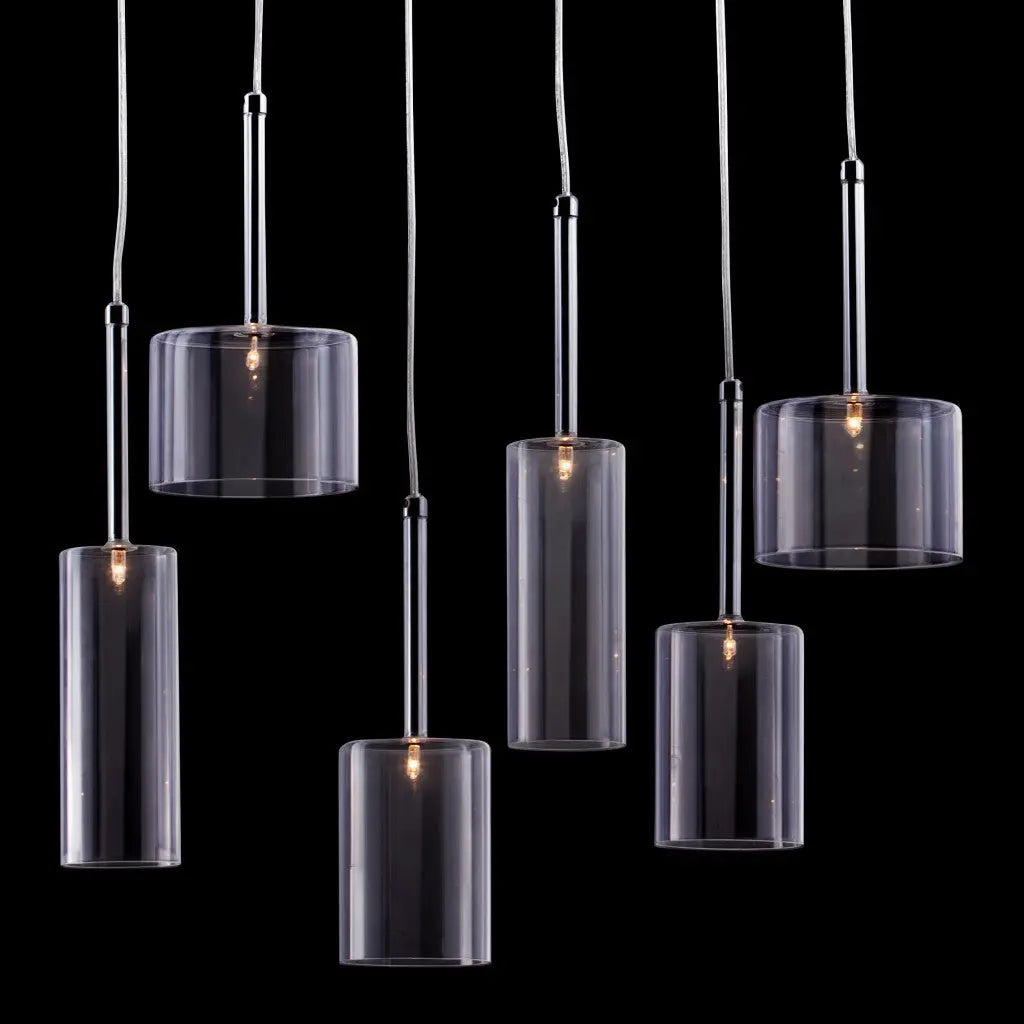 Silver Kitchen Island Six Light Metal LED Ceiling Light With Shades - GreatEagleInc