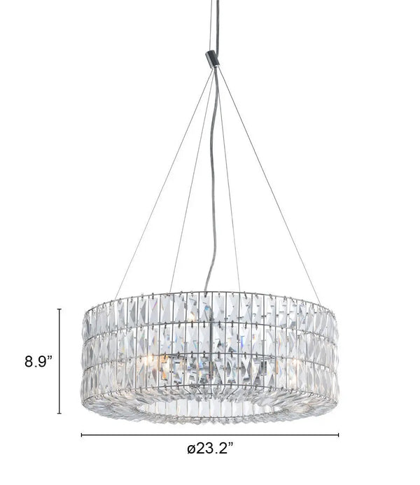 Silver Lantern Metal Chandelier With Silver Shades - GreatEagleInc