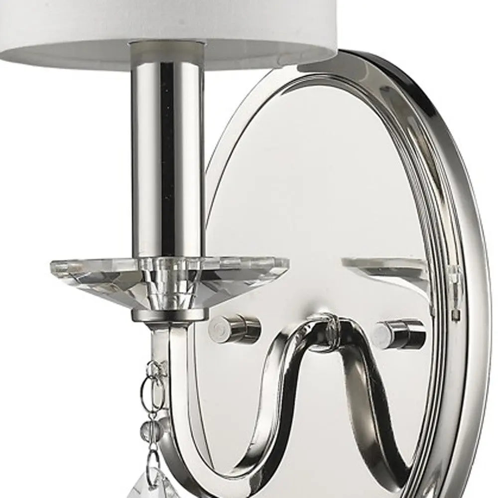Silver Three Light Wall Sconce with White Fabric Shade Homeroots Lighting