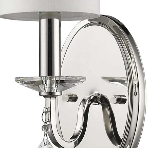 Silver Three Light Wall Sconce with White Fabric Shade Homeroots Lighting