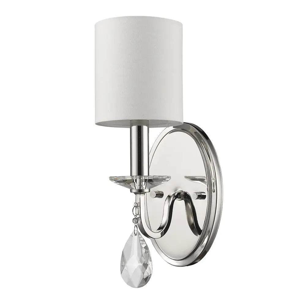 Silver Three Light Wall Sconce with White Fabric Shade Homeroots Lighting