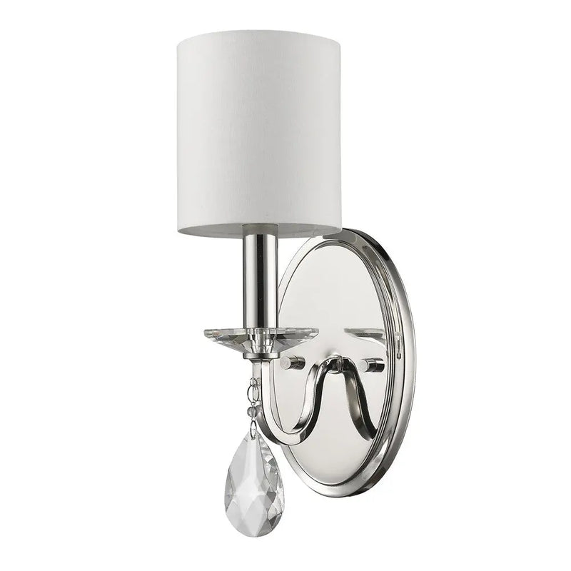 Silver Three Light Wall Sconce with White Fabric Shade Homeroots Lighting