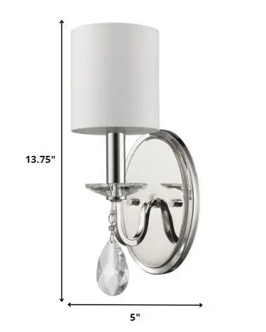 Silver Three Light Wall Sconce with White Fabric Shade Homeroots Lighting