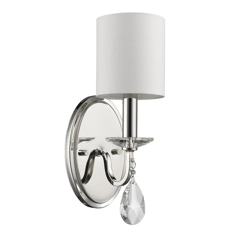 Silver Three Light Wall Sconce with White Fabric Shade Homeroots Lighting