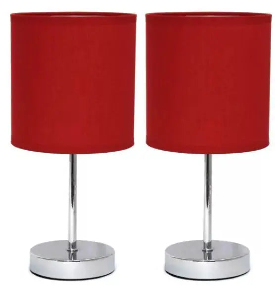 Simple Designs Chrome Mini Basic Table Lamp with Fabric Shade (Set of 2) All The Rages, Inc.