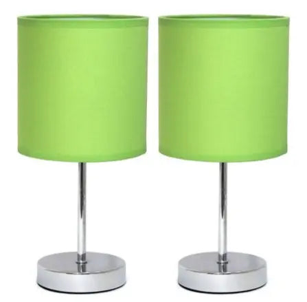 Simple Designs Chrome Mini Basic Table Lamp with Fabric Shade (Set of 2) All The Rages, Inc.