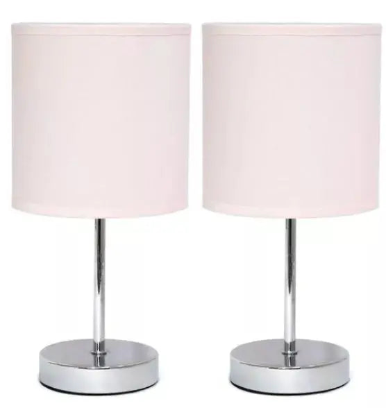 Simple Designs Chrome Mini Basic Table Lamp with Fabric Shade (Set of 2) All The Rages, Inc.