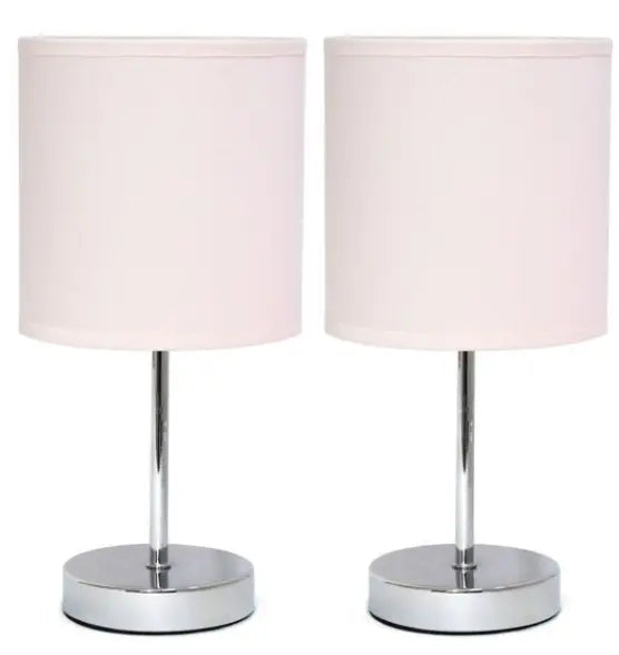 Simple Designs Chrome Mini Basic Table Lamp with Fabric Shade (Set of 2) All The Rages, Inc.