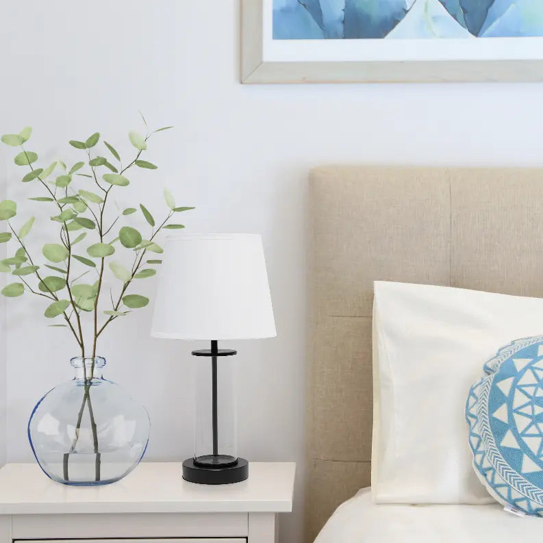 Simple Designs Encased Metal and Clear Glass Table Lamp All The Rages, Inc.